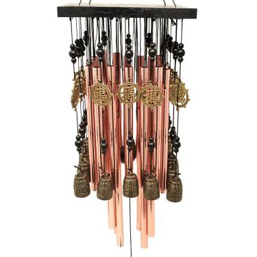 Imagem de Fengshuisale — Pulseira de corda vermelha W3089 com sino de vento, tubo de metal, para ambientes externos 28 com sino de cobre, grande para pátio e jardim