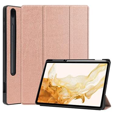 Imagem de Capa do caso da tabuleta. Caso do Samsung Galaxy Tab S8 Plus 12.4 (SM-X800, SM-X806)/S7 Mais 12,4" /S7 Fe Tábua, Tpu Casca traseira, caixa de barriga inteligente leve e leve (Color : Rose Gold)