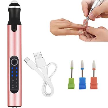 Imagem de Yajun Caneta elétrica de broca de unha sem fio máquina de lixa de unha manicure pedicure profissional recarregável ferramentas de arte de salão para ajudar a tirar o polimento de gel, rosa