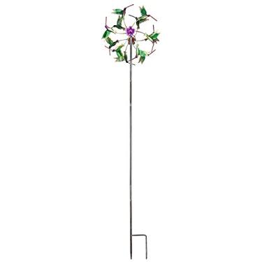 Imagem de Yajun Moinho de vento 3D para ambientes externos com arte de ferro para decoração de quintal, gramado, jardim, pátio, fácil de instalar, beija-flor
