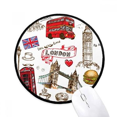Imagem de DIYthinker Coração torre ônibus carro reino unido hambúrguer marco mouse pad desktop escritório tapete redondo para computador