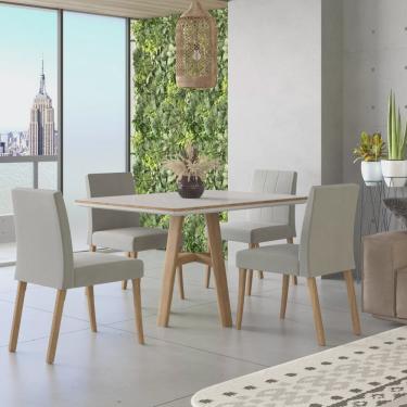 Imagem de Conjunto Sala de Jantar Mesa 120x90cm Vidro com 4 Cadeiras Ágata Cristal Tradição Móveis