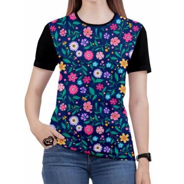 Imagem de Camiseta De Praia Floral Plus Size Feminina Florida Blusa Az - Alemark
