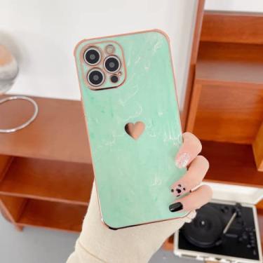 Imagem de Capa de telefone à prova de queda de quatro cantos Love Marble Plating para iPhone 12 11 13Pro Max 8Plus X XR SE Cover, verde, para iPhone XR