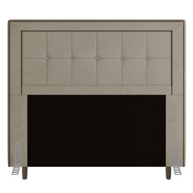 Imagem de Cabeceira Cama Box Casal Luxor 140Cm Com Tachas E Frame Bege