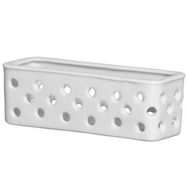 Imagem de Cestinha Alta Retangular Vasada Ceramicas Pegorin Branco