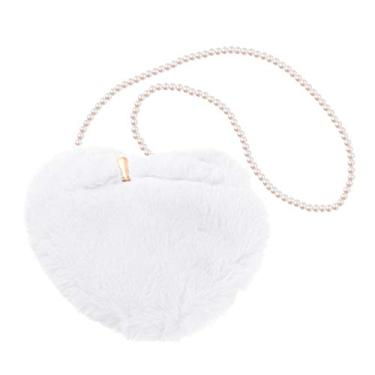 Imagem de Bolsa tiracolo de ombro, bolsa de mão em forma de coração, de sintética para mulheres, Branco, 23 * 18cm