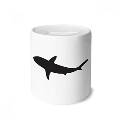 Imagem de DIYthinker Caixa de cerâmica de tubarão oceano feroz com caixa para dinheiro caixa de moedas para presente de cofrinho