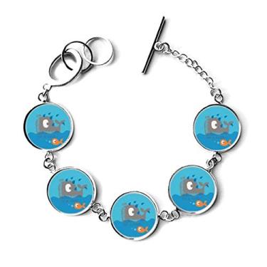 Imagem de DIYthinker Bracelete de corrente com pingente de baleia azul com desenho animado ilustrado