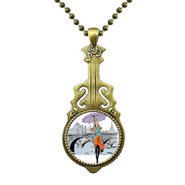 Imagem de DIYthinker Colar Lady River Bridge, marca francesa, joias antigas de guitarra