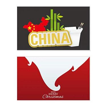 Imagem de Mapa da China Bamboo Yellow China Town Holiday Holiday Merry Christmas Cartões de parabéns mensagem de Natal