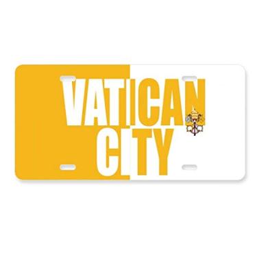 Imagem de DIYthinker Placa de carro com nome da bandeira da cidade do Vaticano em aço inoxidável para decoração de carro