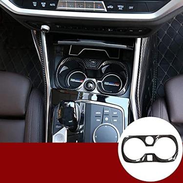 Imagem de Suporte de copo de carro ABS estilo fibra de carbono decoração moldura para BMW Série 3 G20 G28 325 2019 2020 2021 acessórios automotivos