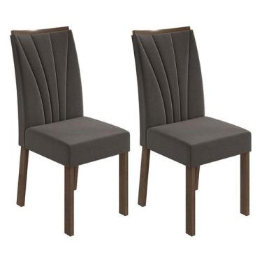 Imagem de Conjunto 2 Cadeiras Apogeu Imbuia/Veludo Marrom - Móveis Lopas