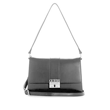 Imagem de GUESS Factory Evie Bolsa de ombro média, Estampa floral preta