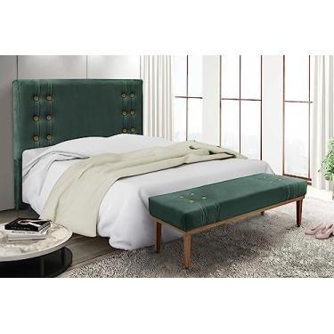 Imagem de Kit Cabeceira e Recamier Sofá Divã Dois Lugares Calçadeira 1,4 M Artemis (veludo verde)