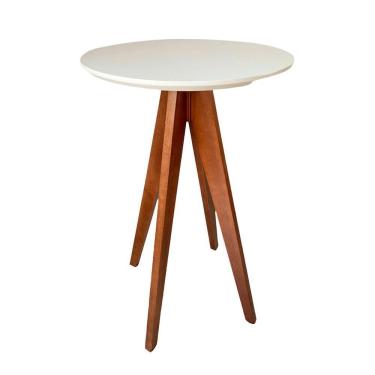 Imagem de Mesa Bar Alta Redonda 60 x 100 Cm Itália Bistrô Pé Palito Retrô Madeira Maciça - CCS