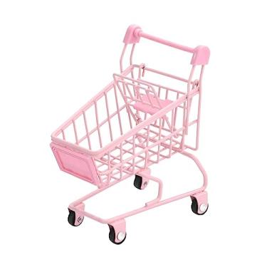 Imagem de Miniatura de compras Caixas de armazenamento Play House Brinquedos Modelo Decoração de casa de boneca Meninas Diversão Cesta de presentes, ROSA