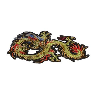 Imagem de SM SunniMix Aplique bordado de tecido DIY Decoração de dragão ouro chinês bordado apliques de costura de ferro em remendos, roupas decorativas DIY Patch