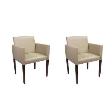 Imagem de Kit 2 Poltronas Nina Executiva Em Tecido Sintético - Bege - Cor: Bege