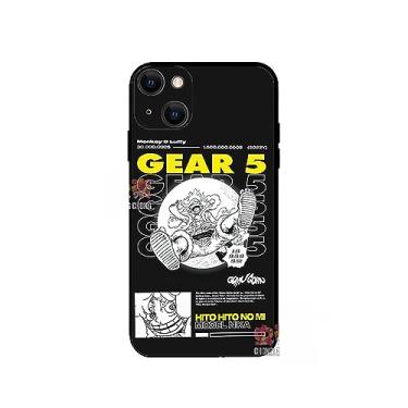 Imagem de Capa protetora Luffy de anime 1 peça Gear 5 Nika compatível com iPhone 14/Plus/Max/Pro Samsung Galaxy S20 Ultra (iPhone 13, preto)