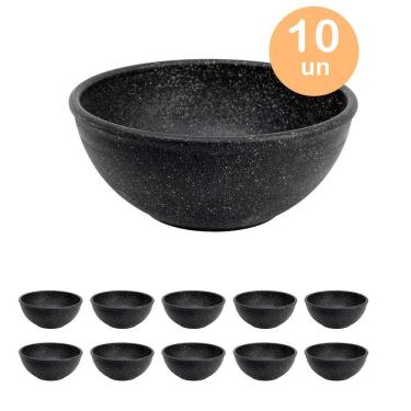 Imagem de 10un TIGELA 500ml BOWL CUMBUCA VASILHA SOPA CALDO PRETO