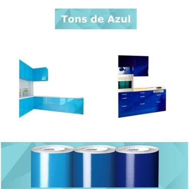 Imagem de Adesivo Vinil Envelopamento Geladeira Fogão Móveis tons de Azul (1 metro de comprimento x 50 cm de largura, Azul Céu)
