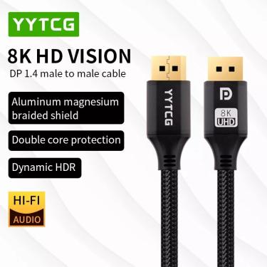 Imagem de Yytcg displayport cabo dp 1.4 ao suporte 8k 60hz 4k 144hz/120hz 2k 165hz 32.4gbps hdr cabo de vídeo