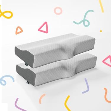 Imagem de Kit 2 Travesseiros Cervical NASA - Coluna Relax - Suporte Ergonômico com Carvão Ativado e Elevação Lateral para Suporte Adicional