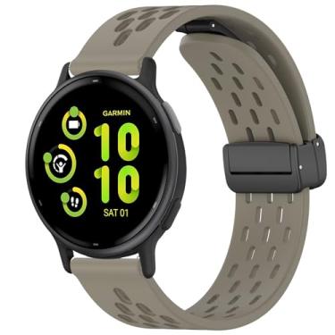 Imagem de Compatível com pulseiras smartwatch Garmin vivoactive 5, Lamshaw 20 mm de silicone macio respirável borboleta magnética Clousure Sport Replacemet pulseiras compatíveis com Garmin vívoactive 5/Approach S12/Approach S40/Approach S42/D2 Air/D2 Air X10/Forerunner 245/Forerunner 55/Forerunner 645/Venu/Ve