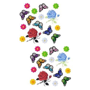 Imagem de NUOBESTY 32 Peças Fragmento patch para jeans apliques de tecido bordado remendo colorido jeans coloridos calça jeans canteiro de flores mancha de rosa as flores adesivo de chapéu
