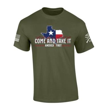Imagem de Camiseta masculina Texas Come and Take It Texas Barbed Wire manga curta, Verde militar, P