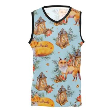 Imagem de KLL Camiseta de basquete casual Woodland Fox aquarela equipe scrimmage home and away camisas de futebol para homens/mulheres/jovens, Aquarela Raposa da Floresta, M