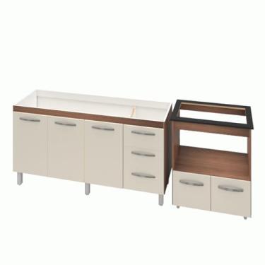 Imagem de Moblis Móveis, Armário Gabinete Balcão para Pia 138 cm Carina Balcão para Cooktop 5 Bocas Forno Elétrico Elisa Savana frente Off-White