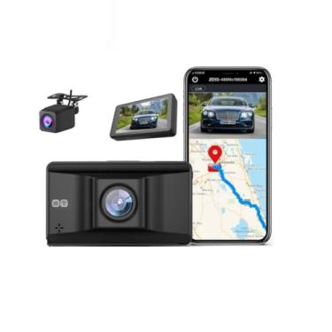 Imagem de XRC TECH Câmera veicular para carros, câmeras UHD 4K com lente dupla, WiFi integrado, DVR, câmera frontal e traseira, gravador de vídeo 1080p, rastreador GPS externo, supercapacitor 2,5F, preto