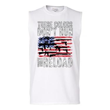 Imagem de Camiseta masculina These Colors Don't Run They Reload Muscle 2nd Amendment 2A Second Right American Flag Don't Tread on Me, Branco, G
