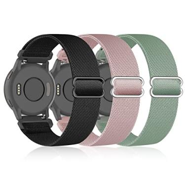 Imagem de Bolesi Pacote com 3 pulseiras de relógio de nylon elásticas de 18 mm para Garmin Venu 2S/Vivoactive 4S/Vivoactive 3S, pulseira esportiva macia de liberação rápida, alça elástica para homens e mulheres