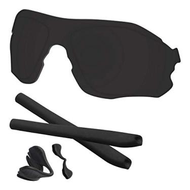 Imagem de Predrox Lentes pretas escuras EV Zero Path e kits de borracha para óculos de sol Oakley OO9308 polarizados