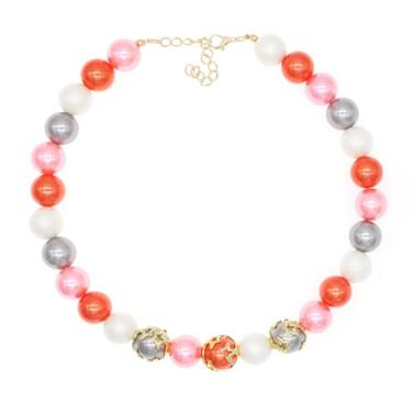 Imagem de Colar de pérolas grandes para mulheres colar de declaração de pérolas grandes e grossas, bijuterias simuladas de pérolas, colar de elos de corrente para festa de formatura de casamento, Banhado a ouro, Pérola sintética