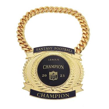 Imagem de guancrown Medalha de Campeonato de Futebol Fantasia, Troféu de Prêmio Vencedor do Prêmio Champ Chains, Medalha Grande de Campeão de 19 cm x 18 cm (Preto)