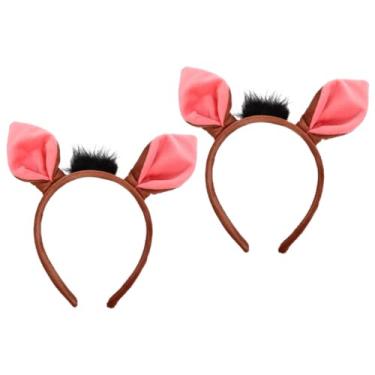Imagem de 2 peças de tiaras de orelhas de animais Warthog Tiaras de porco orelhas de porco argola de cabelo para cosplay de animais fantasia de Halloween decoração de festa de Natal/2853