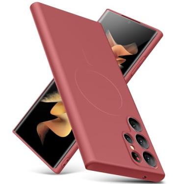 Imagem de YSLBWLE Capa para Samsung Galaxy S22 Ultra, capa de silicone líquido fino, à prova de choque, capa fina para celular Samsung Galaxy S22 Ultra, capa protetora de câmera de corpo inteiro - vinho tinto 12-sam s22u-08