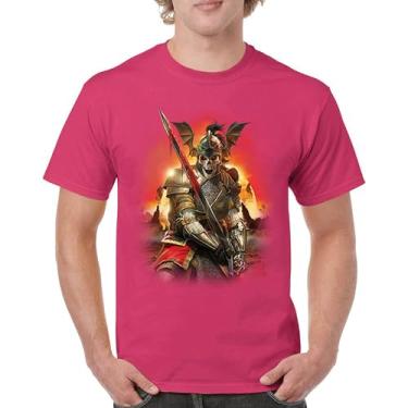 Imagem de Camiseta masculina Apocalypse Reaper Fantasy Skeleton Knight with a Sword Medieval Legendary Creature Dragon Wizard, Rosa choque, G