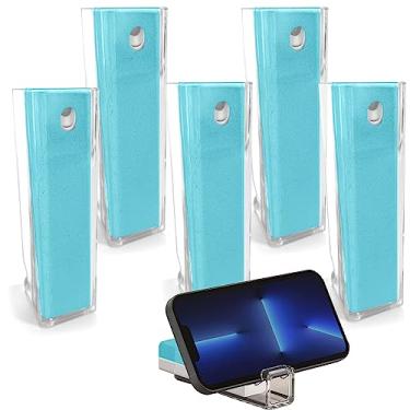 Imagem de Sprays de limpeza de tela multifuncional 5 Acuvar com microfibra e suporte de telefone. Limpa e remove óleo e sujeira de smartphones, tablets, LCD, laptop LED, telas de TV e muito mais (azul)
