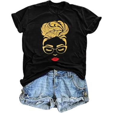 Imagem de VVNTY Camiseta feminina afro: camiseta feminina preta com estampa de rainha afro-americana camisetas femininas pretas melanina, Preto, M