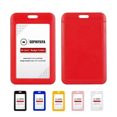 Imagem de Pacote com 12 porta-crachás deslizantes – Capa de plástico rígido resistente que protege documento de trabalho, cartão chave, cartões de crédito para escritório, fábrica, hospital e escola (vermelho)