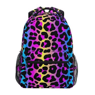 Imagem de senya Mochila escolar rosa abacaxi mochila de viagem para estudantes meninas adolescentes, Estampa de leopardo neon, S, Mochilas Daypack