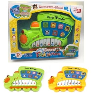Imagem de TRENZINHO musical infantil com luz e som animais telefone piano didatico educativo interativo brinquedo ESTIMULA APRENDIZADO SENTIDOS BEBES BANDINHA 26cm (VERDE)