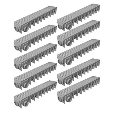 Imagem de Kit 10 Calha Com Grelha Água Chuva 100x15x15 Suporta 1,5 Ton