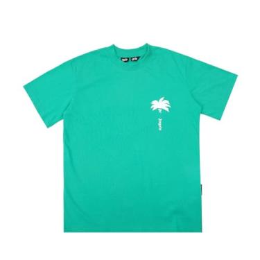 Imagem de Camiseta de manga curta Pa Hot Drill pequena estampa solta algodão masculino e feminino camiseta manga curta, Verde, M